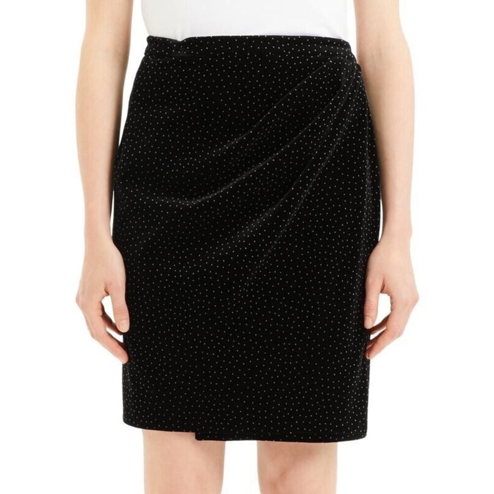 THEORY Women's Plelated Wrap Dot Velvet Mini Skirt Black  Size 0 $355 NWT